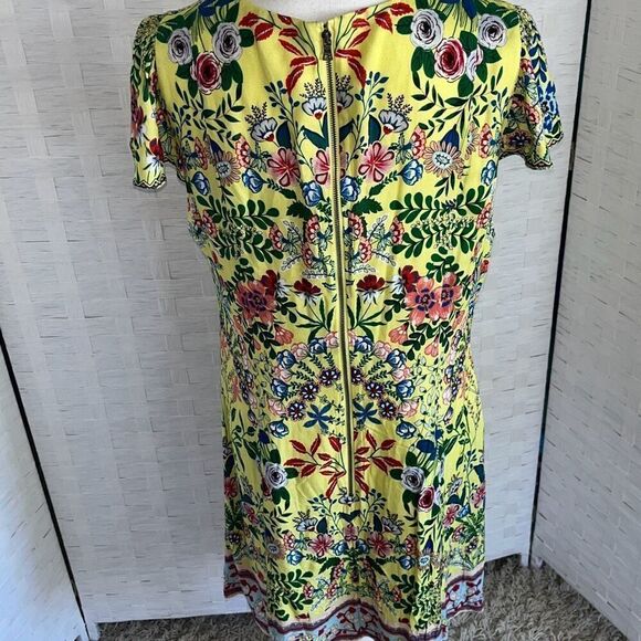 Alice + Olivia Hadley Floral Mini Fit & Flare Dress V-Neck Flutter Sleeve Size 1 - Picture 4 of 15